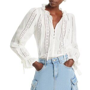 AQUA Cotton Lace Inset Blouse